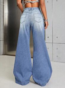 SHEIN ICON Pantalones Flojos De Mezclilla Para Mujeres Con Bolsillos - Lavado ligero - Ver 2