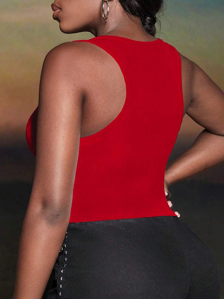 Women's Slim Fit Crop Top With Notch Neckline And Letter Printed Graphic Tees Women Tops