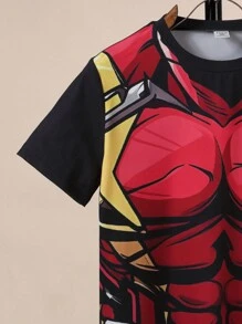 Tween Boy Cartoon Print Short Sleeve T-Shirt - Black - View 3