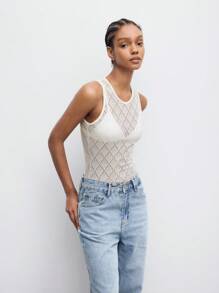 Maija 圓領空心無袖休閒人體輪廓衣 - 米色 - 查看 1