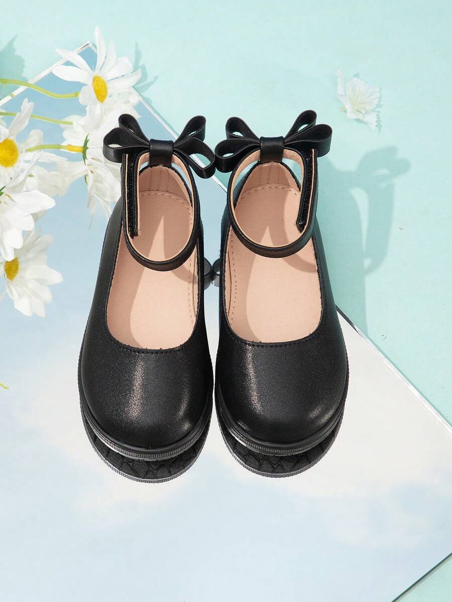 Cute Little Girls' Ankle Strap Butterfly Knot Round Toe Flat Shoes