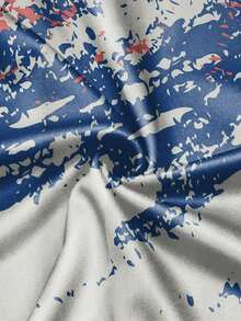 Nam Mùa xuân/Mùa hè Quá lớn Ink In Splash Cơ bản Áo thun - Xanh và trắng - Xem 3