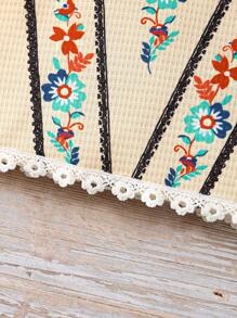 Baby Girl Floral Printed Patchwork Lace Edge Top And Skirt Set - Multicolor - View 5