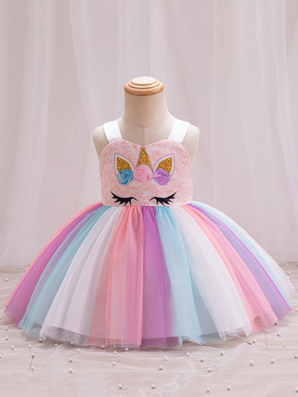 SHEIN Glamorique Kids Baby Girls Baby Dresses, Fashionable And Gorgeous, Suitable For Birthday Parties, Evening Performances, Weddings, One-Month Baptisms, And Birthdays.