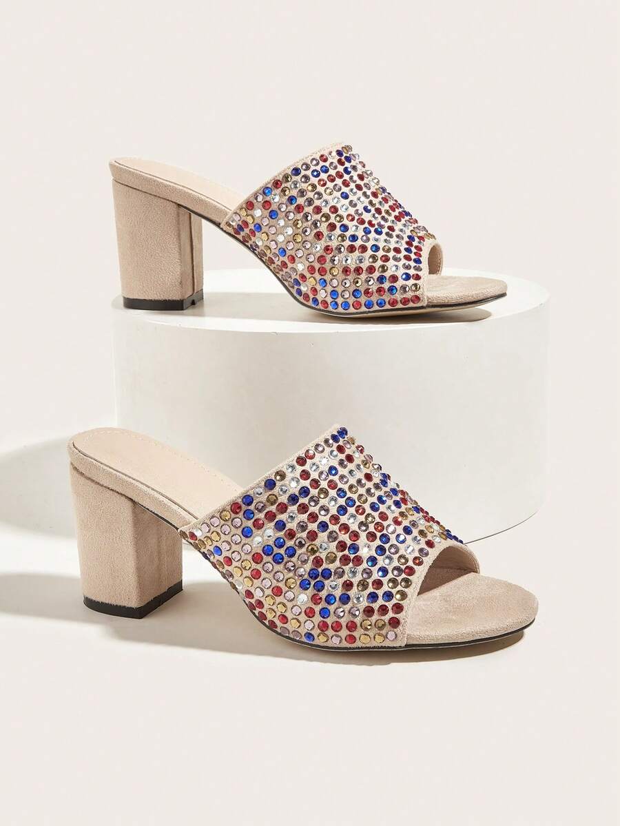 Màu Quả mơ Faux Suede Pha lê Tô điểm Sành điệu Của phụ nữ Giày cao gót Dép xăng đan Đối với Mặc hàng ngày , Yến tiệc , Các bữa tiệc ( Và Màu sắc Của Kim cương giả Ngẫu nhiên ) - Màu be - Xem 1