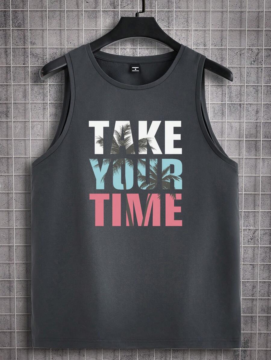 Manfinity Chillmode Áo ba lỗ dệt kim màu xám đậm cho nam - Màu xám đen - Xem 1