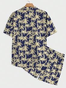 Manfinity RSRT 男士加大號夏威夷印花襯衫套裝 - 彩色 - 查看 3