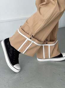 FRIFUL Women's Contrast Binding Straight Leg Pants - Khaki - View 3