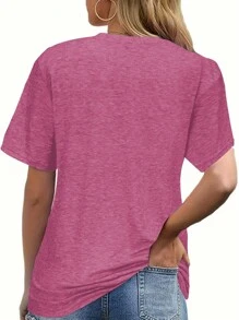 INAWLY Floral And Letter Printed Short Sleeve T-Shirt Graphic Tees Women Tops