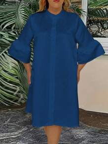 SHEIN Clasi Grote maten Vrouwen Flounce mouw Kraag Jurken
