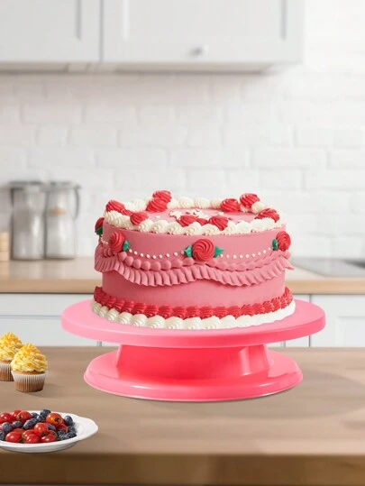 SHEIN Basic living 1 Pc 11 Inch Rotating Cake Turntable  Plastic  Cake Decorating Display Stand