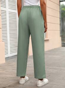 SHEIN LUNE 純色有口袋褲子 - 青碧色 - 查看 2