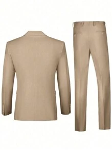 Furuyal Men's Suits Gentleman Simple Slim Fit Single Breasted Business 3 Pieces Suit For Men Blazer Vest Pants Set Wedding Party Holiday Travel Champagne Color Size XS-3XL