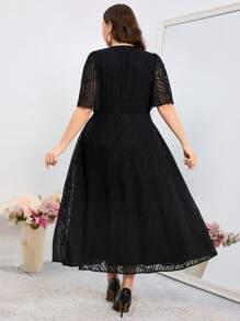 Modelyn Plus Size Solid Color Cutout Tie Wrap Dress Long Evening Dresses