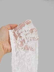 SHEIN Qutie Falda blanca de encaje transparente - Blanco - Ver 5