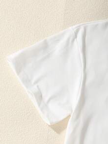 Cô gái Tween Đàn ghi ta Và In thư Ngắn tay Áo thun - trắng - Xem 3