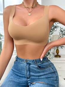 Removable Padded Comfortable Push-Up Bra With Seamless Transparent Straps