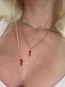 1 Miếng Đúng mốt Creative Ớt Vòng cổ mặt dây chuyền - Đỏ - Xem 4