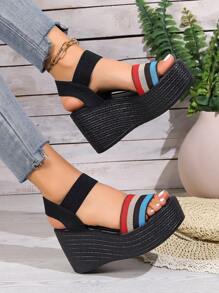 Của phụ nữ Nêm Gót chân Dày Đế Chóp giầy tròn Trọng lượng nhẹ Thiết kế đơn giản Hằng ngày Mùa hè Dép xăng đan - Nhiều màu - Xem 6