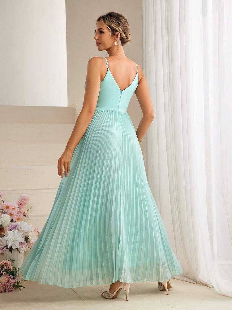 Elegant & Romantic Pleated Strap Bridesmaid Dress