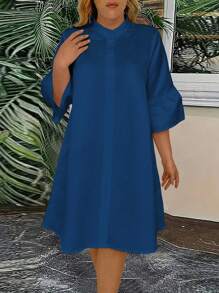 SHEIN Clasi Grote maten Vrouwen Flounce mouw Kraag Jurken