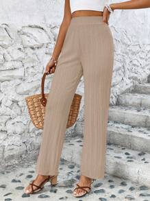 Breezaya Women's Solid Color Straight Leg Casual Pants - Khaki - View 4