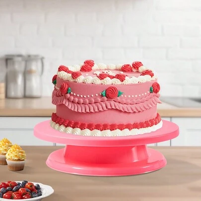 SHEIN Basic living 1 Pc 11 Inch Rotating Cake Turntable  Plastic  Cake Decorating Display Stand
