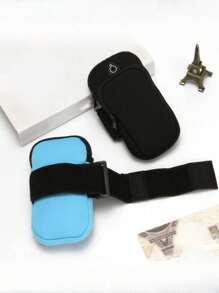 户外运动臂包，跑步手机包，腕包，女性运动健身包，臂袖包，男士夏季臂带包，带拉链的收纳手机包，带口袋的便携式臂包，男女健身包，女孩男孩健身配件运动腰包腰包腰带臂背心包臂带腕带腕带钱包，适用于健身房跑步徒步骑行运动手机带零钱包带钥匙袋卡夹防水轻便大容量配件 - 黑色 - 查看 2