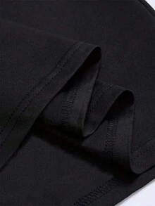 Kurzärmliges Damen-t-shirt Mit Bedrucktem Slogan - Schwarz - Übersicht 5