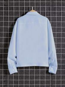 Claim Dot Camisa de manga larga versátil y sencilla de moda para hombres, otoño - Celeste - Ver 2