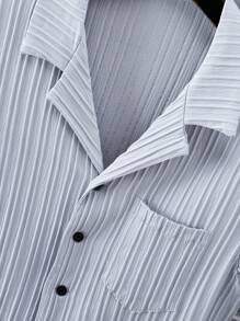 Manfinity Homme 男士襯衫和短褲套裝,有翻領領口設計 - 淺灰色 - 查看 5