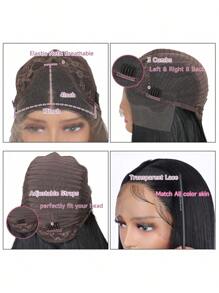 Vearda 13*4 直发假发蕾丝合成黑色直发蕾丝假发预拔婴儿头发长发角色扮演耐热 26 英寸蕾丝前假发 - 黑色 - 查看 11