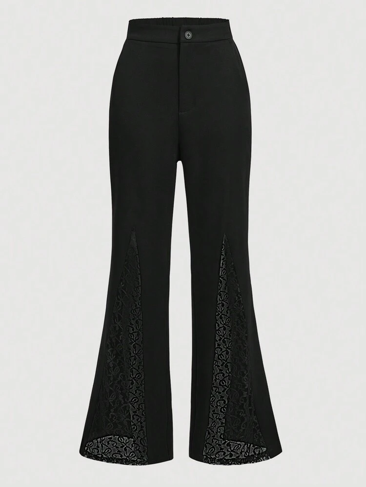 Women's Elegant Lace Patchwork Super High Waisted Long Pants
