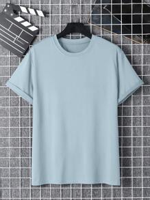 Camiseta De Manga Corta Con Estampado De La Virgen María Para Hombre - Celeste - Ver 2