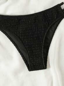 SHEIN Swim Bộ đồ bơi bikini 2 mảnh hở lưng gợi cảm, hở lưng, cắt cao bên hông, thời trang xuân/hè 2026 dành cho nữ - màu đen - Xem 6