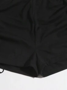 SHEIN EZwear 黑色針織加大尺寸女用背心短褲套裝