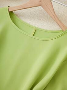 SHEIN LUNE Ladies' Solid Color Loose Fit Long Casual Dresses For Spring/Summer - Green - View 4