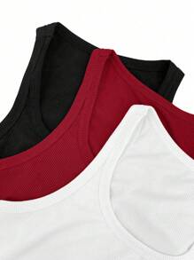 SHEIN ChicEase Sleeveless Top With Slit Hemline, Angled Pleats And Ribbed Texture, Multicolor Set - Multicolor - View 8