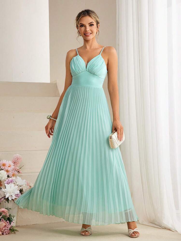 Elegant & Romantic Pleated Strap Bridesmaid Dress