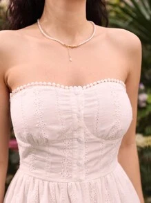 Aveloria Vestido Sin Tirantes De Diseño De Flores Dulce De Moda Para Mujer