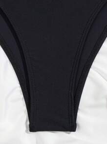 Vaytide Đồ bơi một mảnh không tay màu trơn có lưng khoét lưng dành cho nữ đi biển mùa hè - màu đen - Xem 7