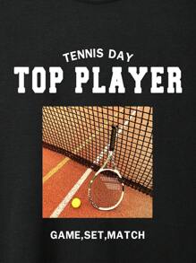 Men's Tennis Letter Printed Oversized T-Shirt