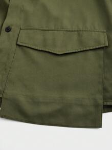 Manfinity VCAY Men's Solid Color Woven Casual Shirt - Army Green - View 5