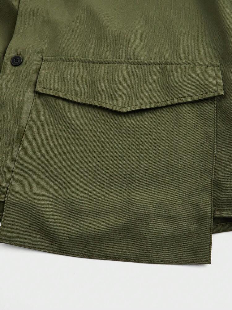 Men's Solid Color Woven Casual Shirt