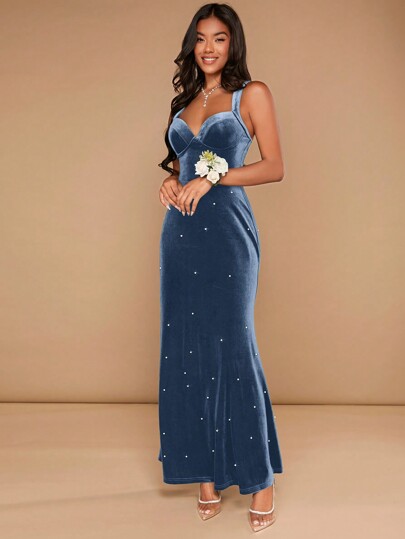 SHEIN Belle Women's Stud Embellished Waist Cinched Long Tank Dress