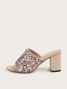 Màu Quả mơ Faux Suede Pha lê Tô điểm Sành điệu Của phụ nữ Giày cao gót Dép xăng đan Đối với Mặc hàng ngày , Yến tiệc , Các bữa tiệc ( Và Màu sắc Của Kim cương giả Ngẫu nhiên ) - Màu be - Xem 3