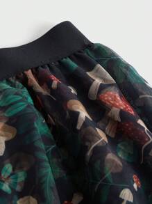 Inna Moreva Fairycore 蘑菇圖案蕾絲拼接不對稱下擺網紗半身裙