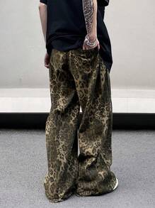 Manfinity Roghcode Quần họa tiết da báo nam Oversize dài camo đồ họa màu xanh quân đội đi chơi - Nhiều màu - Xem 2