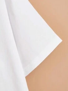 SHEIN Camiseta de manga corta con estampado de letra de ángel, camisetas gráficas para mujeres - Blanco - Ver 3