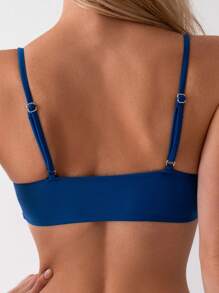 SHEIN Swim Conjunto de bikini de cuello redondo de color contrastante de verano